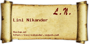 Lini Nikander névjegykártya